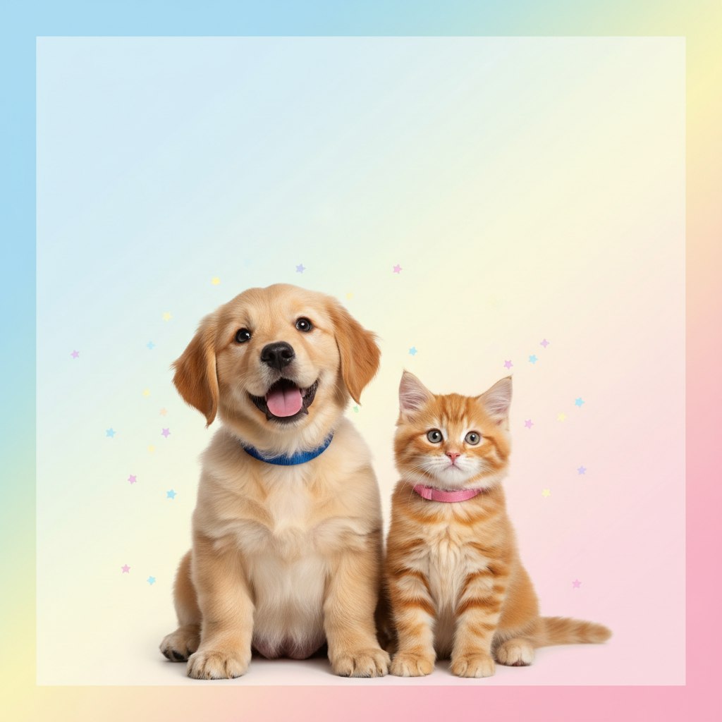 Filhote de cachorro e gatinho lado a lado